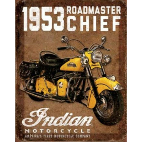 1953 Roadmaster Chief Indian Tin Sign Metal Wall Decor Pub Bar Tavern 20x30CM