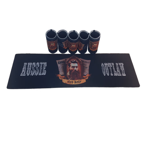 Ned Kelly Aussie Outlaw Bar Runner & Stubby Holders