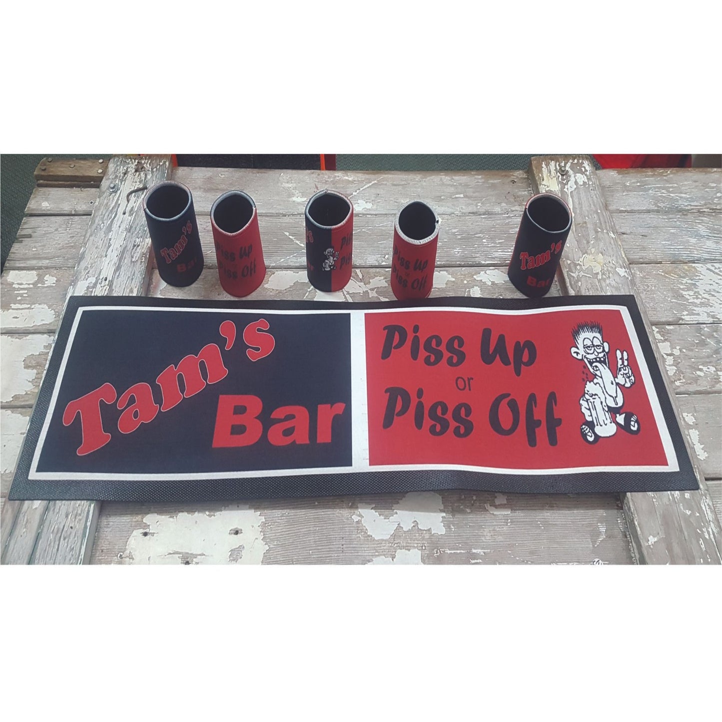 Custom Bar Runner & 5 stubby holder package