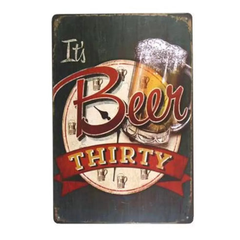 Beer ThirtyTin Sign Metal Wall Decor Pub Bar Tavern 20x30CM