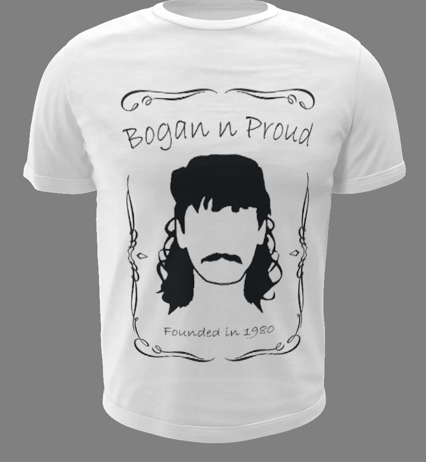Bogan n Proud Mo White T-Shirt
