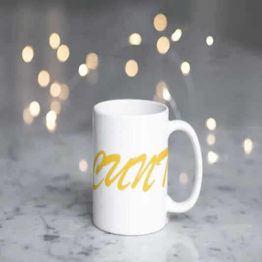 Cunt coffee mug. Gold
