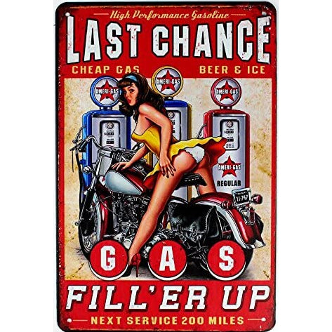 Last Chance Fill'Er Up Tin Sign Metal Wall Decor Pub Bar Tavern 20x30CM