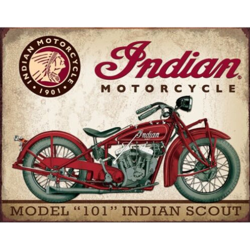 Model "101" Indian Scout Tin Sign Metal Wall Decor Pub Bar Tavern 20x30CM