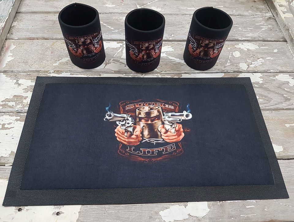 Custom Bar Runner & 5 stubby holder package