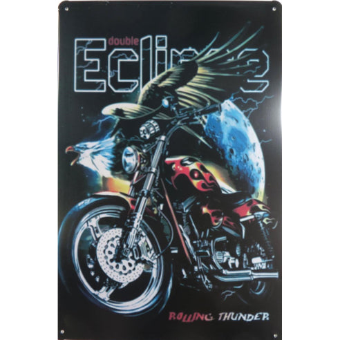 Double Eclipse Rolling Thunder Tin Sign Metal Wall Decor Pub Bar Tavern 20x30CM