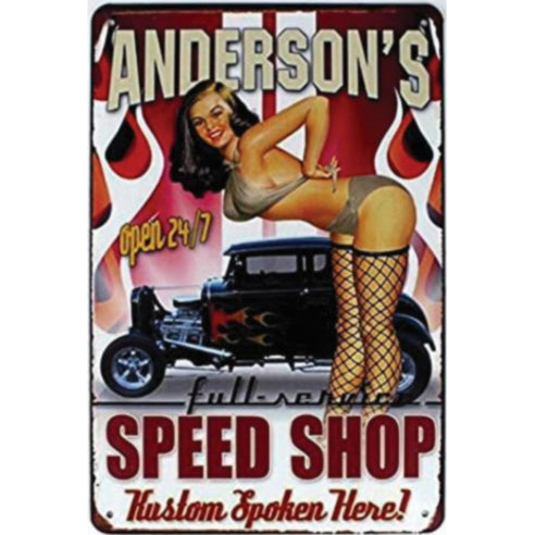 Anderson's Speed Shop Tin Sign Metal Wall Decor Pub Bar Tavern 20x30CM