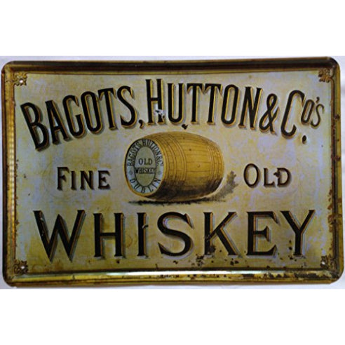 Bagots Hutton & Co Whiskey Tin Sign Metal Wall Decor Pub Bar Tavern 20x30CM