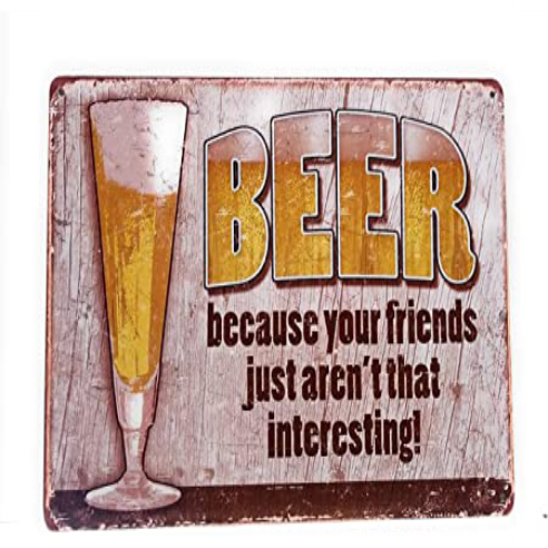 Tin Sign Vintage Retro Metal Poster Bar Pub Wall Decor Beer Because Your Friends Just Aren't That Interesting.  20x30CM