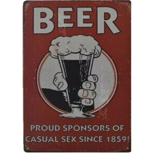 Tin Sign Vintage Retro Metal Poster Bar Pub Wall Decor Beer Proud Sponsers Of Casual Sex Since 1859  20x30CM