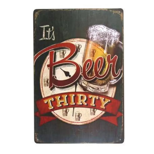 Beer ThirtyTin Sign Metal Wall Decor Pub Bar Tavern 20x30CM