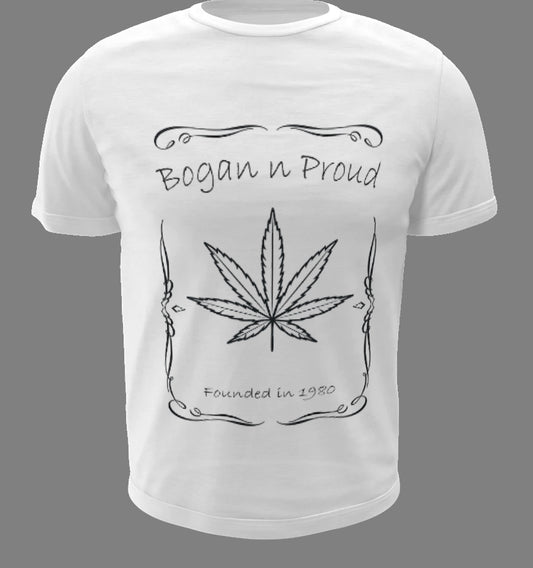 Bogan n Proud Leaf White T-Shirt