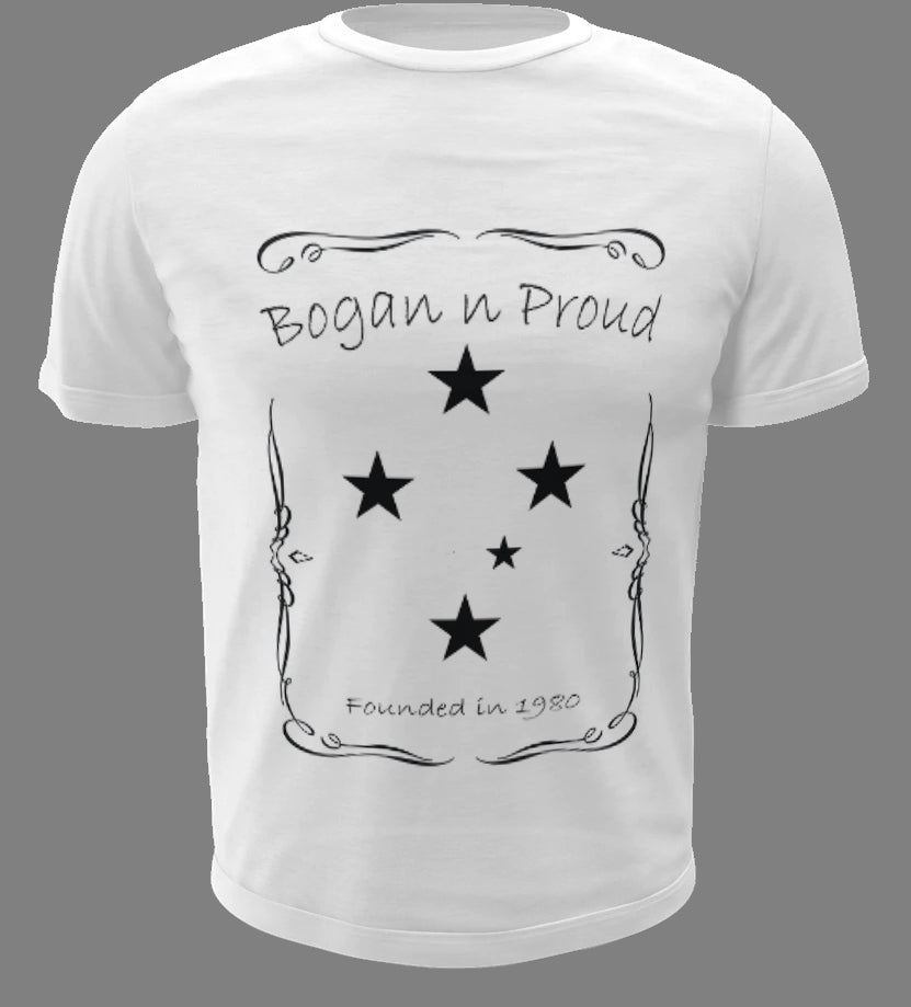 Bogan n Proud Southern Cross White T-Shirt