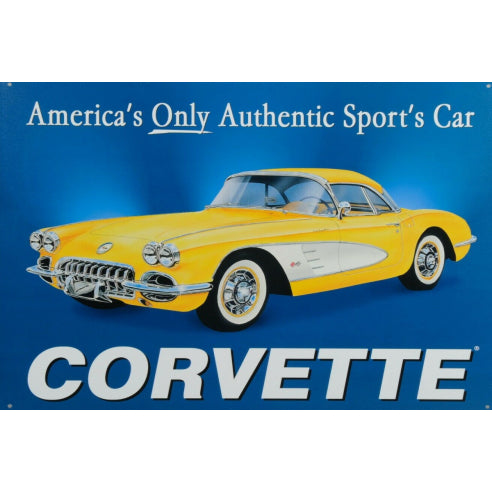 Corvette America's Only Authentic Sports Car Tin Sign Metal Wall Decor Pub Bar Tavern 20x30CM