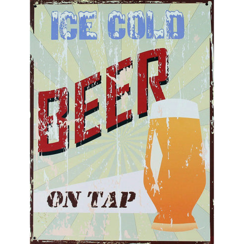 Ice Cold Beer On Tap Tin Sign Metal Wall Decor Pub Bar Tavern 20x30CM