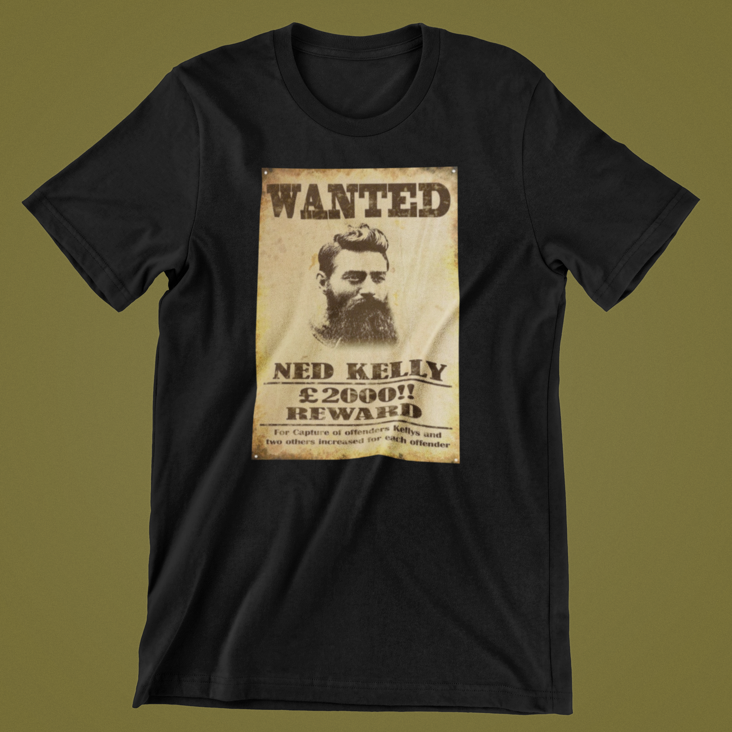 Ned Kelly Wanted T-shirt Black