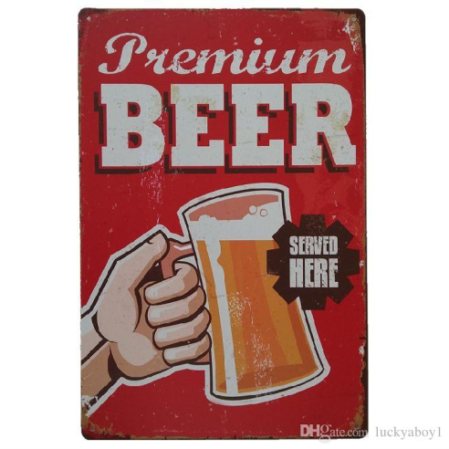 Tin Sign Vintage Retro Metal Poster Bar Pub Wall Decor Premium Beer Served Here.  20x30CM