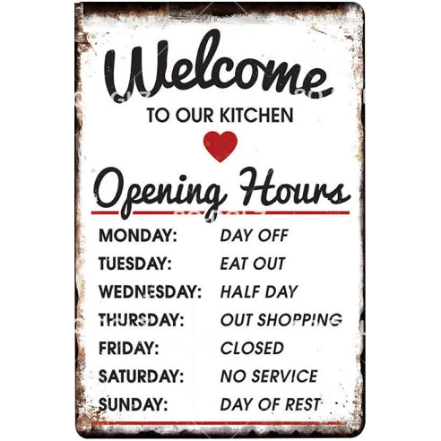 Welcome To Our Kitchen Tin Sign Metal Wall Decor Pub Bar Tavern 20x30CM
